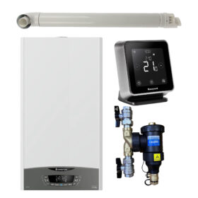 Pachet centrala termica murala Ariston CLAS ONE System 35 kW, in condensare, doar încălzire, termostat Wi-Fi Honeywell Lyric T6R, filtru antimagnetita CALEFFI Dirtmag si kit de evacuare RTM incluse