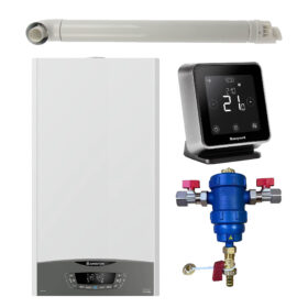 Pachet centrala termica pe gaz in condensare, Ariston Clas One 30 kW, Wi-Fi, murala, termonstat Honeywell Lyric T6R, filtru antimagnetita RTM 3/4" si kit evacuare RTM incluse