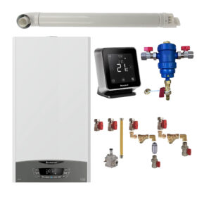 Pachet centrala termica Ariston CLAS ONE System 35 kW, doar încălzire, doar încălzire, termostat Wi-Fi Honeywell Lyric T6R filtru antimagnetita RTM 3/4", kit montaj complet RTM si kit de evacuare RTM incluse