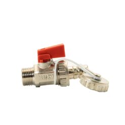 Robinet golire centrala, etansare din PTFE si maner din aluminiu, rosu, 3/8"x3/4"