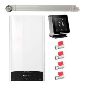 Pachet centrala termica murala Ariston GENUS ONE+ System 30 kW, in condensare, doar încălzire, termostat Wi-Fi Honeywell Lyric T6R, set robineti Fornara si kit de evacuare RTM incluse