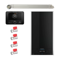 Pachet centrala termica in condensare Ariston ALTEAS ONE+ NET 24, 24 kW, gaz natural + GPL, Wi-Fi, senzor camera Sensys HD, kit evacuare si set robineti Fornara incluse