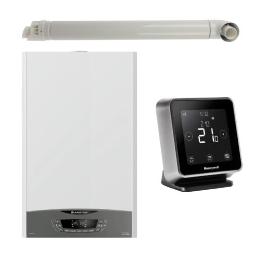 Pachet centrala termica pe gaz in condensare, Ariston Clas One 24 kW, Wi-Fi, murala, termonstat Wi-Fi Honeywell Lyric T6R si kit evacuare RTM incluse