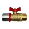 Robinet cu sfera pentru sertizare, 32 x 3 mm x 1″ filet exterior, cu fluture roșu, RTM Ricambi