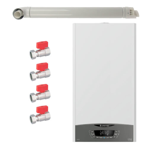 Pachet centrala termica murala Ariston CLAS ONE System 24 kW, in condensare, doar încălzire, gaz natural + GPL, cu set robineti Fornara si kit de evacuare RTM incluse