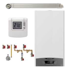 Pachet centrala termica murala Ariston CLAS ONE System 35 kW, in condensare, doar încălzire, termostat Honeywell Wireless DT92, kit montaj complet RTM si kit de evacuare RTM incluse