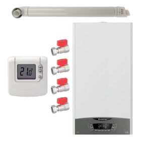 Pachet centrala termica murala Ariston CLAS ONE System 35 kW, in condensare, doar încălzire, termostat Honeywell Wireless DT92, set robineti Fornara si kit de evacuare RTM incluse