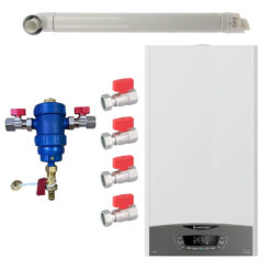 Pachet centrala termica murala Ariston CLAS ONE System 24 kW, in condensare, doar încălzire, gaz natural + GPL, filtru antimagnetita RTM 3/4", set robineti Fornara si kit de evacuare RTM incluse