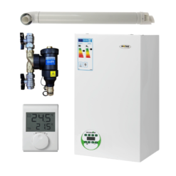 Pachet centrala termica Motan MKDens 20-P 22.5 kW, in condensare, filtru antimagnetita Caleffi 3/4" si termostat ambiental Wireless RTM incluse