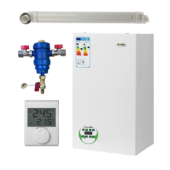 Pachet centrala termica Motan MKDens 20-P 22.5 kW, in condensare, filtru antimagnetita RTM 3/4" si termostat ambiental Wireless RTM incluse