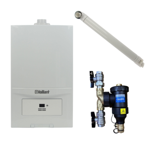 Centrala termica Vaillant VUW 286/7-2 eco tec Pure 28 kW, kit evacuare si filtru antimagnetita Caleffi Dirtmag 3/4" + robineti 3/4" RTM