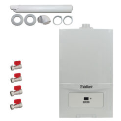Pachet centrala termica Vaillant VUW 236/7-2 eco tec Pure 23 kW, Kit evacuare si set robineti Fornara