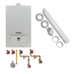 Centrala termica Vaillant VUW 286/7-2 eco tec Pure 28 kW, kit evacuare si kit montaj complet RTM