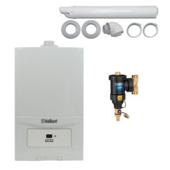 Centrala termica Vaillant VUW 286/7-2 eco tec Pure 28 kW, kit evacuare si filtru antimagnetita Caleffi Dirtmag 3/4"