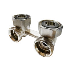 Robinet dublu pentru calorifer, tip H, coltar, 3/4" MF, RTM