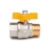 Robinet de trecere cu bila pentru gaz, 1" 1/4 MF, cu fluture galben, RTM Ricambi