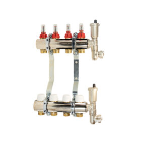 Set distribuitor pardoseala 10 cai 3/4 nichelat, kit aerisitor inclus