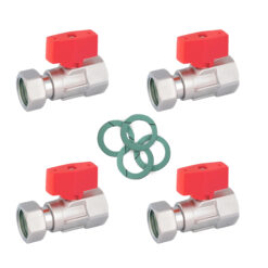 Set 4 robineti semiolandezi Fornara pentru centrala termica, cu garnituri RTM, dimensiuni 1/2" si 3/4"