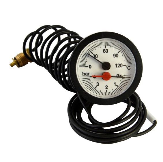 Termomanometru pentru cazan Viadrus U22C / U22D, 4 bar, 120°C, cadran alb, RTM