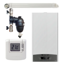 Pachet centrala termica murala Ariston CLAS ONE System 24 kW, in condensare, doar încălzire, termostat Honeywell Wireless DT92, filtru antimagnetita Fernox TF1 si kit de evacuare RTM incluse