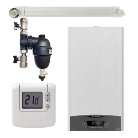 Pachet centrala termica murala Ariston CLAS ONE System 35 kW, in condensare, doar încălzire, termostat Honeywell Wireless DT92, filtru antimagnetita Fernox TF1 si kit de evacuare RTM incluse