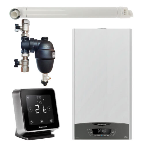 Pachet centrala termica murala Ariston CLAS ONE System 35 kW, in condensare, doar încălzire, termostat Wi-Fi Honeywell Lyric T6R, filtru antimagnetita Fernox TF1 si kit de evacuare RTM incluse