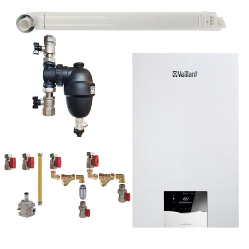 Pachet centrala termica Vaillant VUW 26CS/1-5 ecoTEC Plus 21 kW, filtru antimagnetita Fernox F1 Sigma, kit montaj complet RTM si kit evacuare RTM incluse