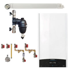 Pachet centrala termica murala Ariston GENUS ONE+ System 30 kW, in condensare, doar încălzire, cu filtru antimagnetita Fernox TF1, kit montaj complet RTM si kit de evacuare RTM incluse