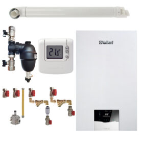 Pachet centrala termica Vaillant VUW 26CS/1-5 ecoTEC Plus 21 kW, termostat Honeywell wireless DT92, filtru antimagnetita Fernox F1 Sigma, kit montaj complet RTM si kit evacuare RTM incluse