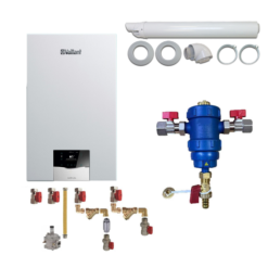 Pachet centrala termica Vaillant VUW 36CS/1-5 ecoTEC Plus 33.3 kW, kit evacuare, filtru antimagnetita RTM si kit montaj complet RTM incluse